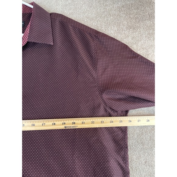 Society Threads Mens Slim Fit Burgundy Micro Dot Dress Shirt XXL - Picture 5 of 12